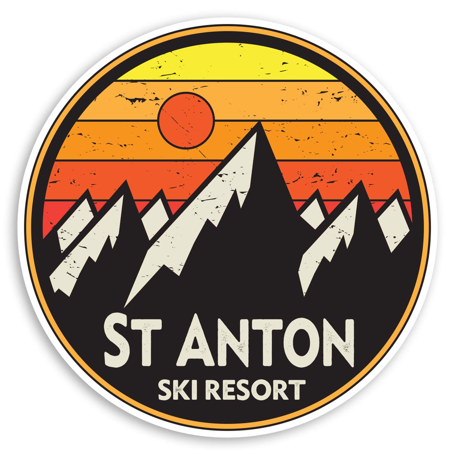 Destination Vinyl Ltd Multi 2 X 10Cm St Anton Ski Resort Vinyl Stickers - Austria Luggage Sticker #34706 (10Cm Wide)