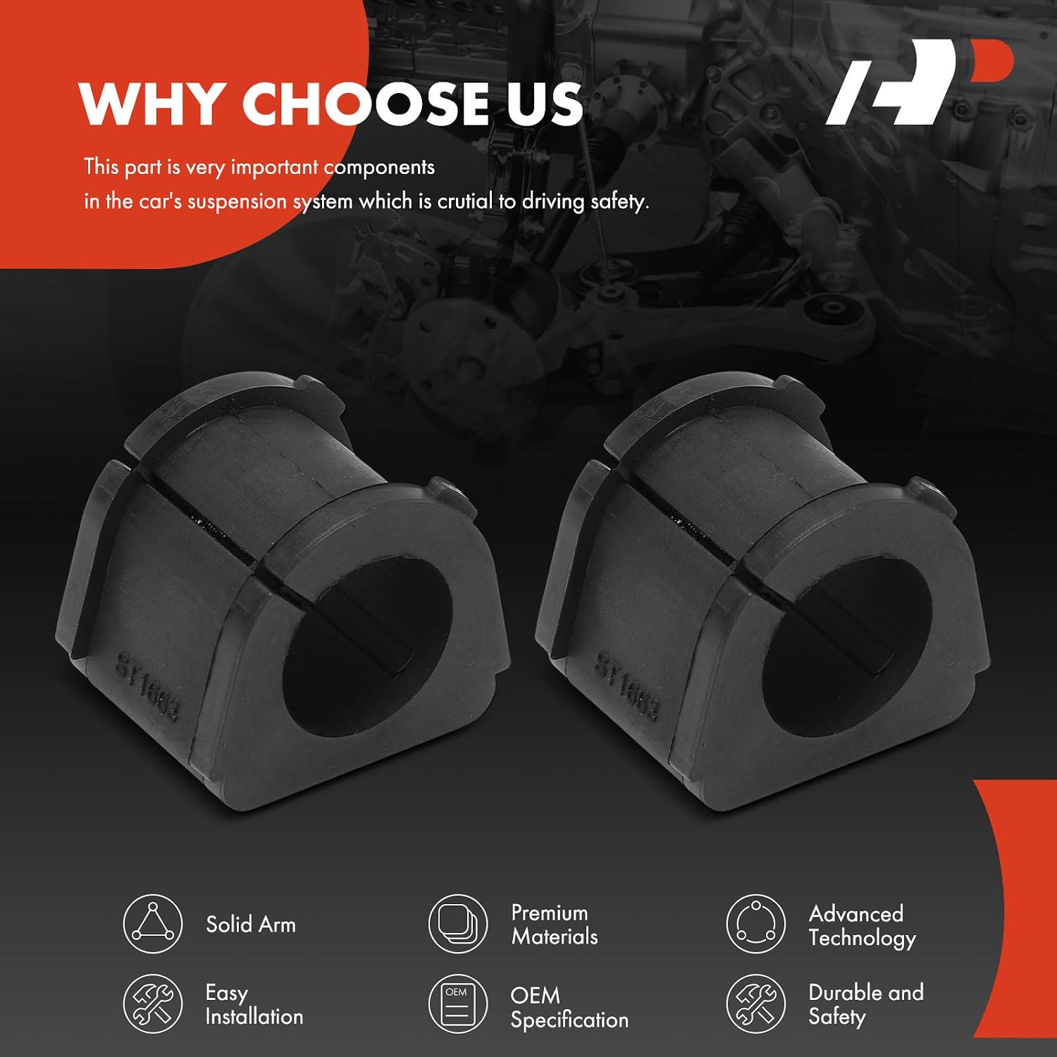 A-Premium 2 x Front To Frame Sway Bar Bushing Kit, Compatible with Mitsubishi Montero Sport 1997-2004