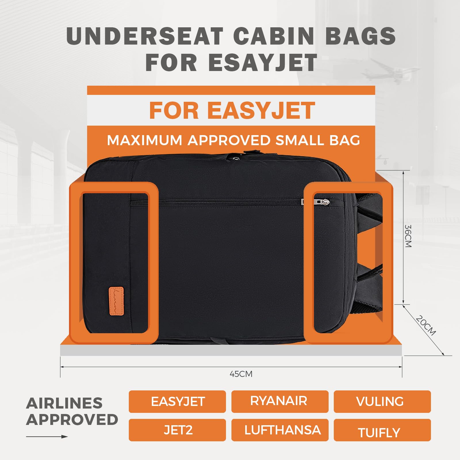 VMIKIV Zaino da Viaggio Aereo Bagaglio a Mano per Easyjet 45x36x20,Zaino Valigia Grande,Zaini per Donna Uomo,Borsa da Viaggio,Zaino Porta pc 15,6 Pollici,Zaino da Cabina per Lavoro,Trekking,Carry On