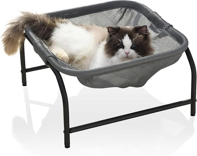 JUNSPOW Cama para Gatos [diseñada para Gatos Grandes] Hamaca Cuadrada para Perros y Mascotas