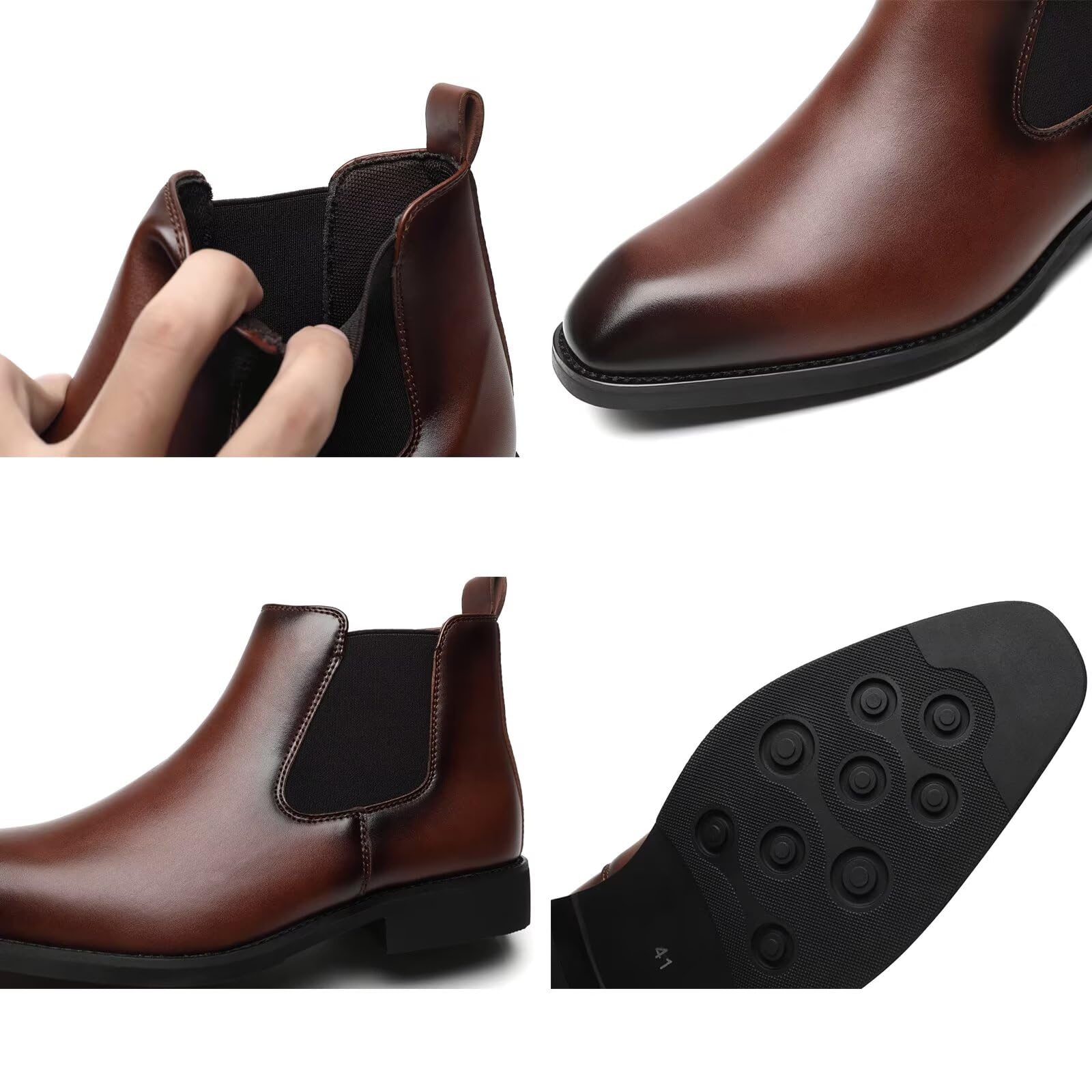 SANNAX Herren Chelsea Stiefel Boots Stiefeletten Business Formelle Mokassins Abendschuhe Formal