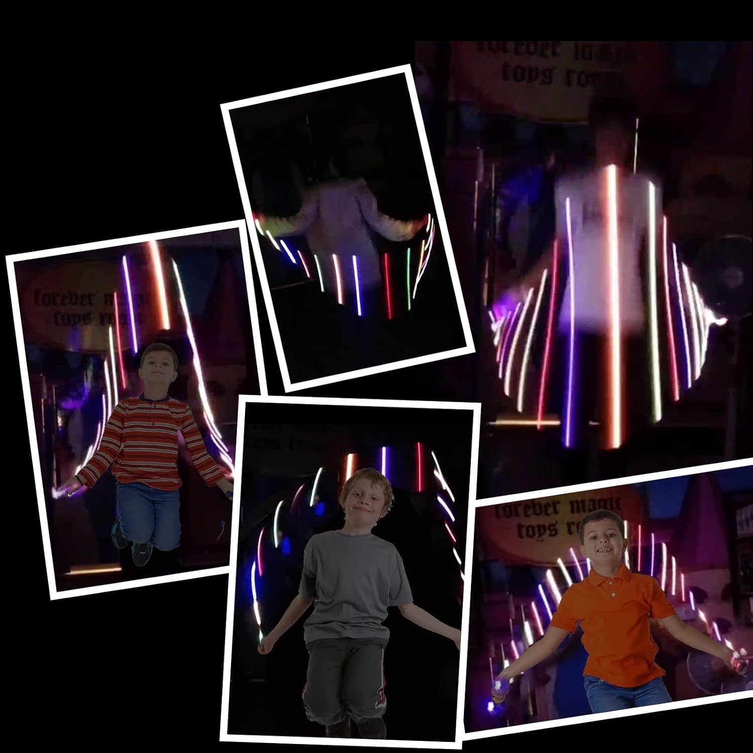 2 Pack LED Jump Rope for Kids Colorful Skipping Rope Light Up Ropes for Girls Boys Fitness Exercise & Lights Dancing & Night Party Favors