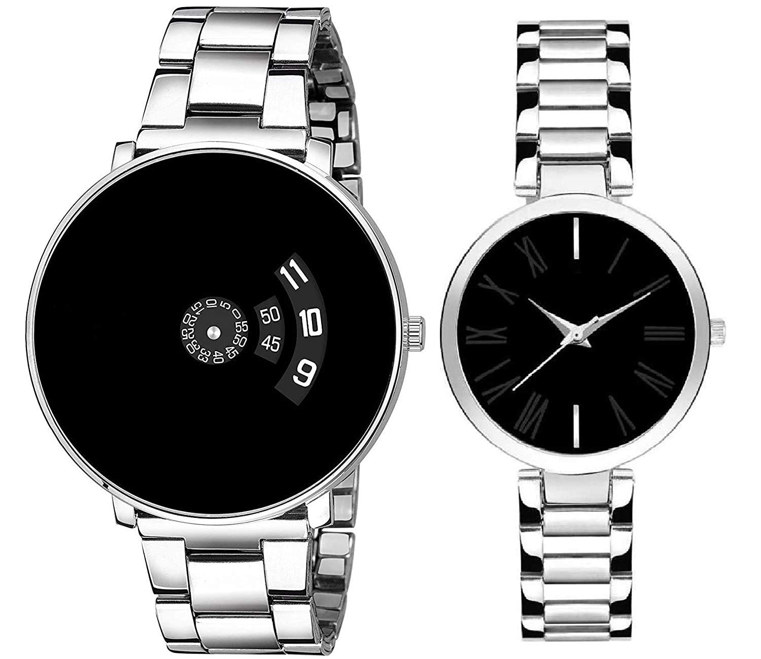 BID Couple Watch for Husband and Wife Couple Watch Gift for Couple Watch Limited Edition Analog Watch for Couple Lovers (Black Men+Ladies Steel black55) (B08V9CZM31) Amazon Price History, Amazon Price Tracker