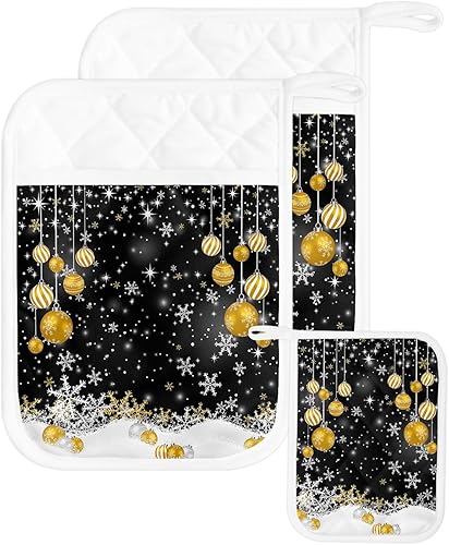 Juego de 2 ollas de Navidad para cocina, antideslizantes y aislantes de calor, juego de agarraderas de tela de toalla con bolsillo, guantes gruesos disponible en Yaxa Colombia