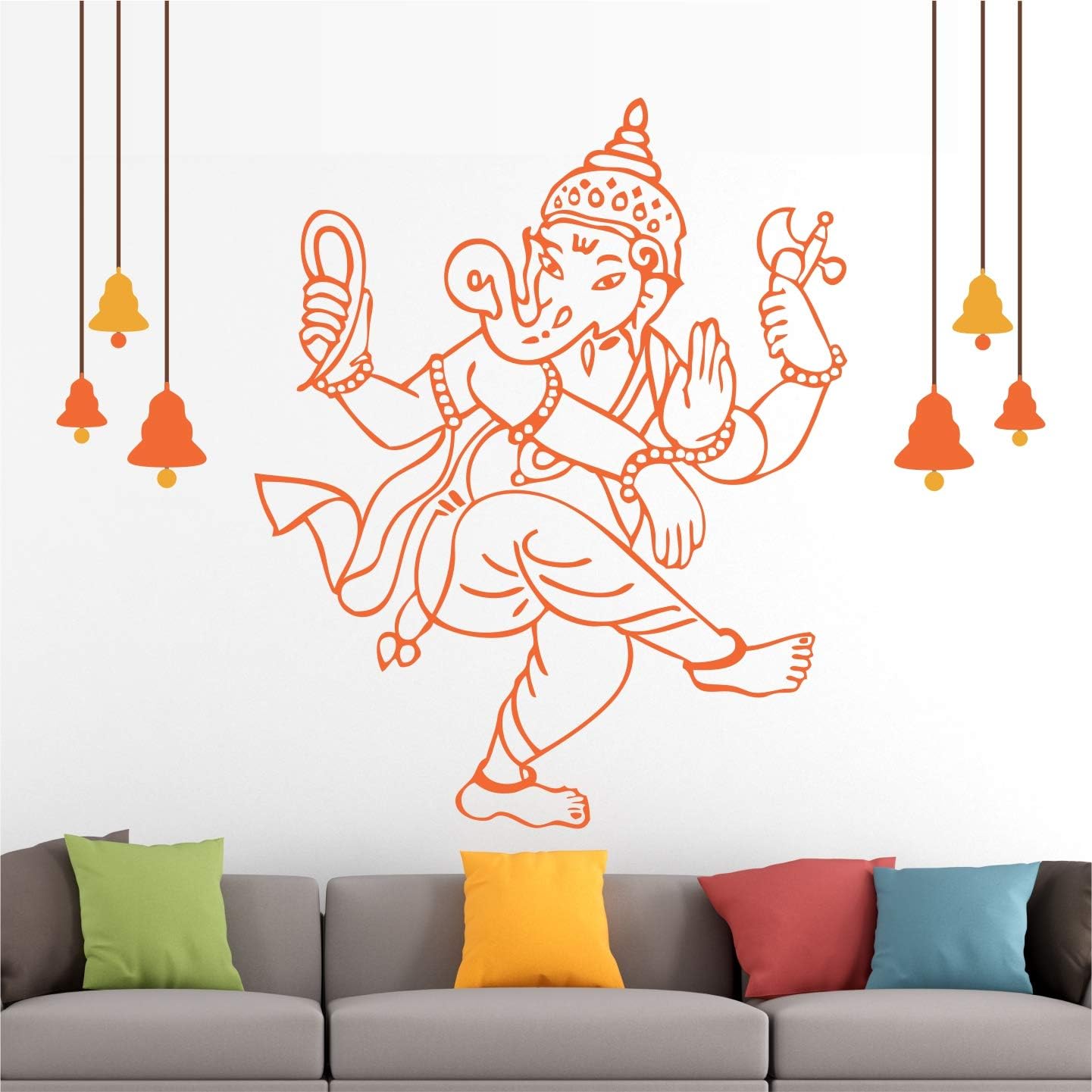 StickMe Vinyl 'shree Ganesh - Ganesha Ganpathi Colourful Wall Sticker' -Sm081 (85Cm X 75 Cm), 1 Piece Multicolour, Religion, Self Adhesive, Floor, 850 Mm)