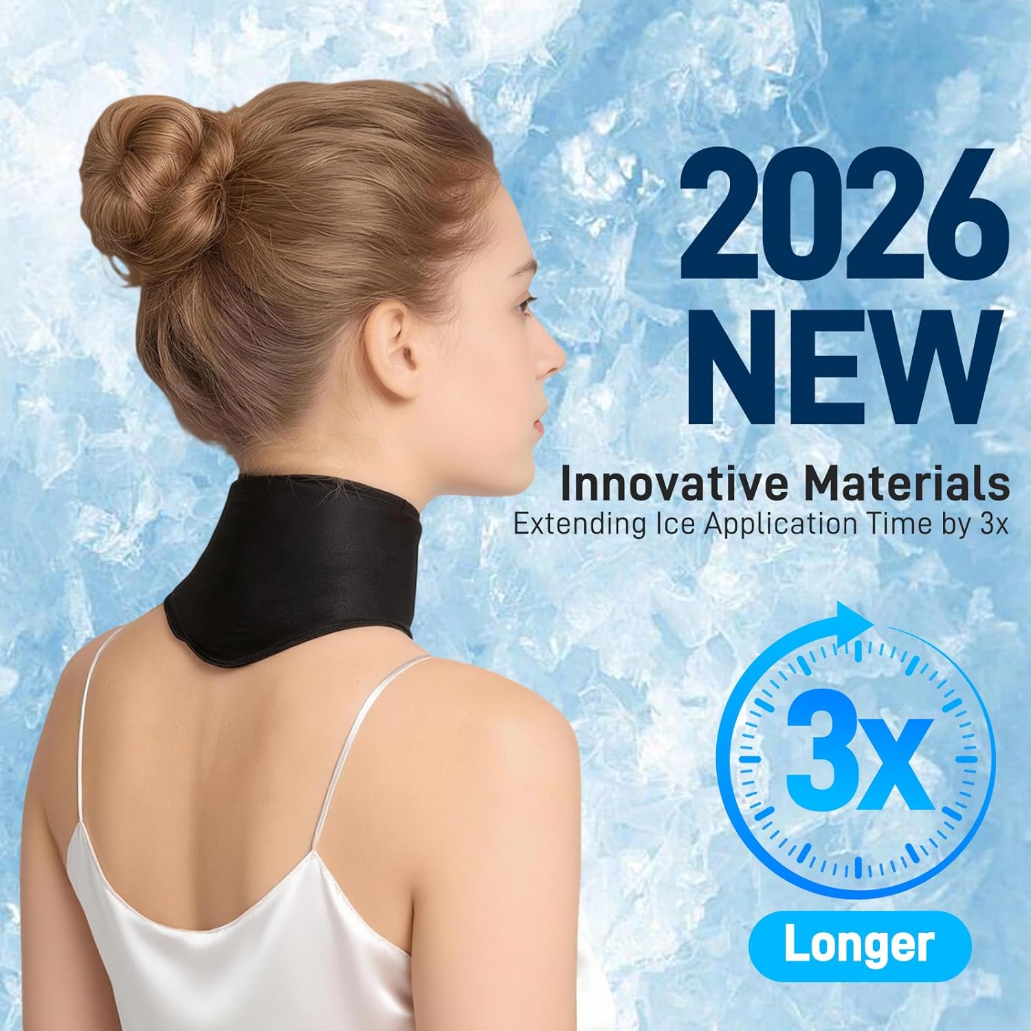 Neck Ice Pack Wrap Gel, Reusable Cold Pack with Soft Ice Silk Lycra Fabric, Adjustable Gel Wrap for Shoulders & Neck Cold Therapy, Upgrad Cold Compress for Pain Relief Swelling Sprains Office Pressure