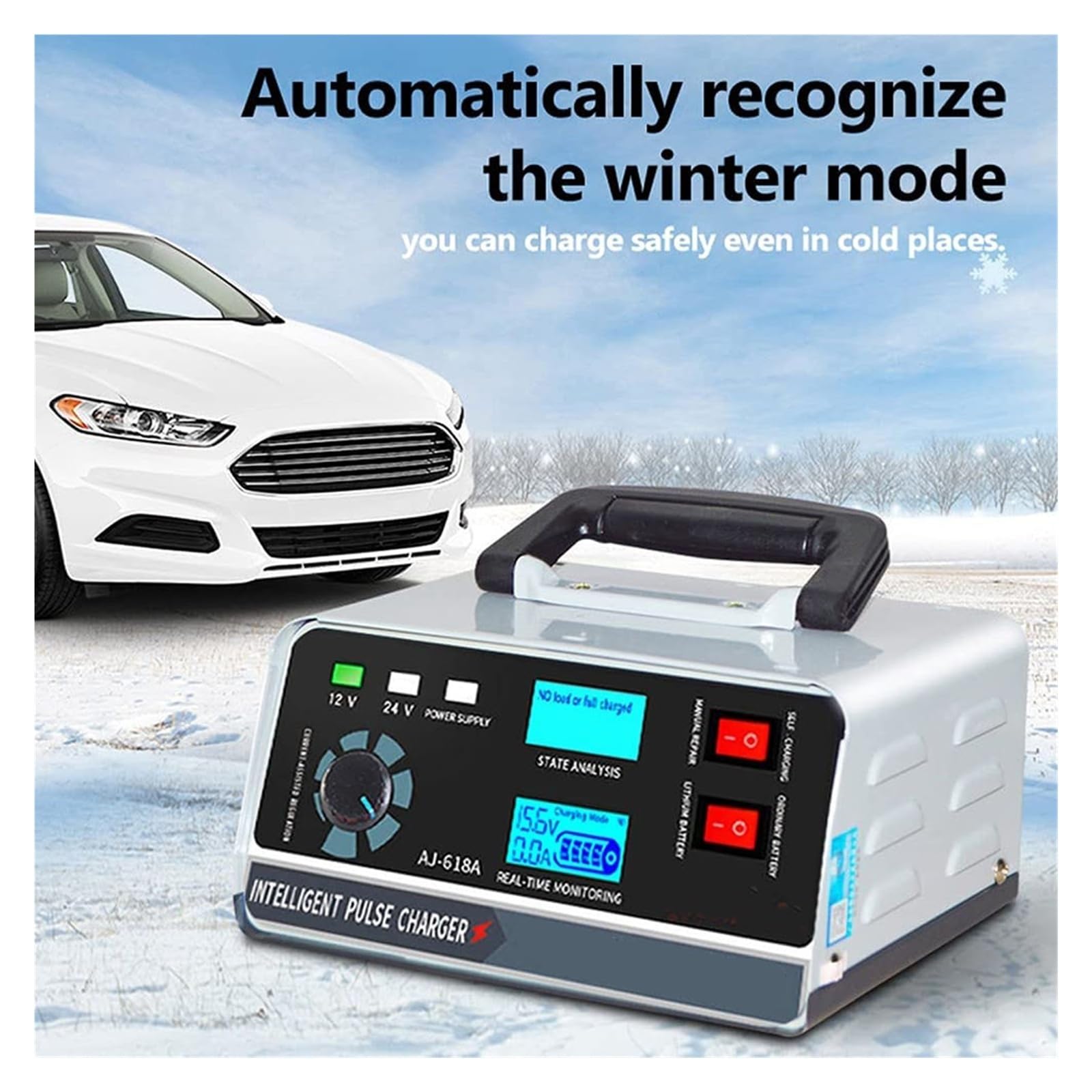 Chargeur de Batterie, Chargeur de batterie automatique 12 V/24 V 30 A avec charge en 3 étapes, charge intelligente et réparations