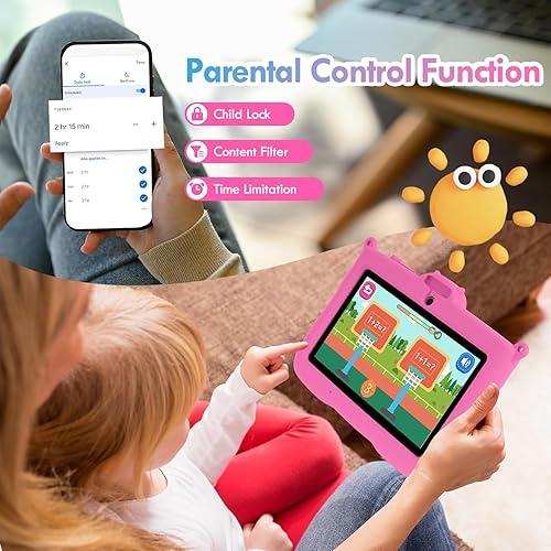 Miniatura 3 de SANNUO Tablet para Niños, Tablet Android de 7 Pulgadas para Niños, 8GB RAM 64GB ROM 256GB Expandible, Tabletas para Niños Pequeños con Estuche