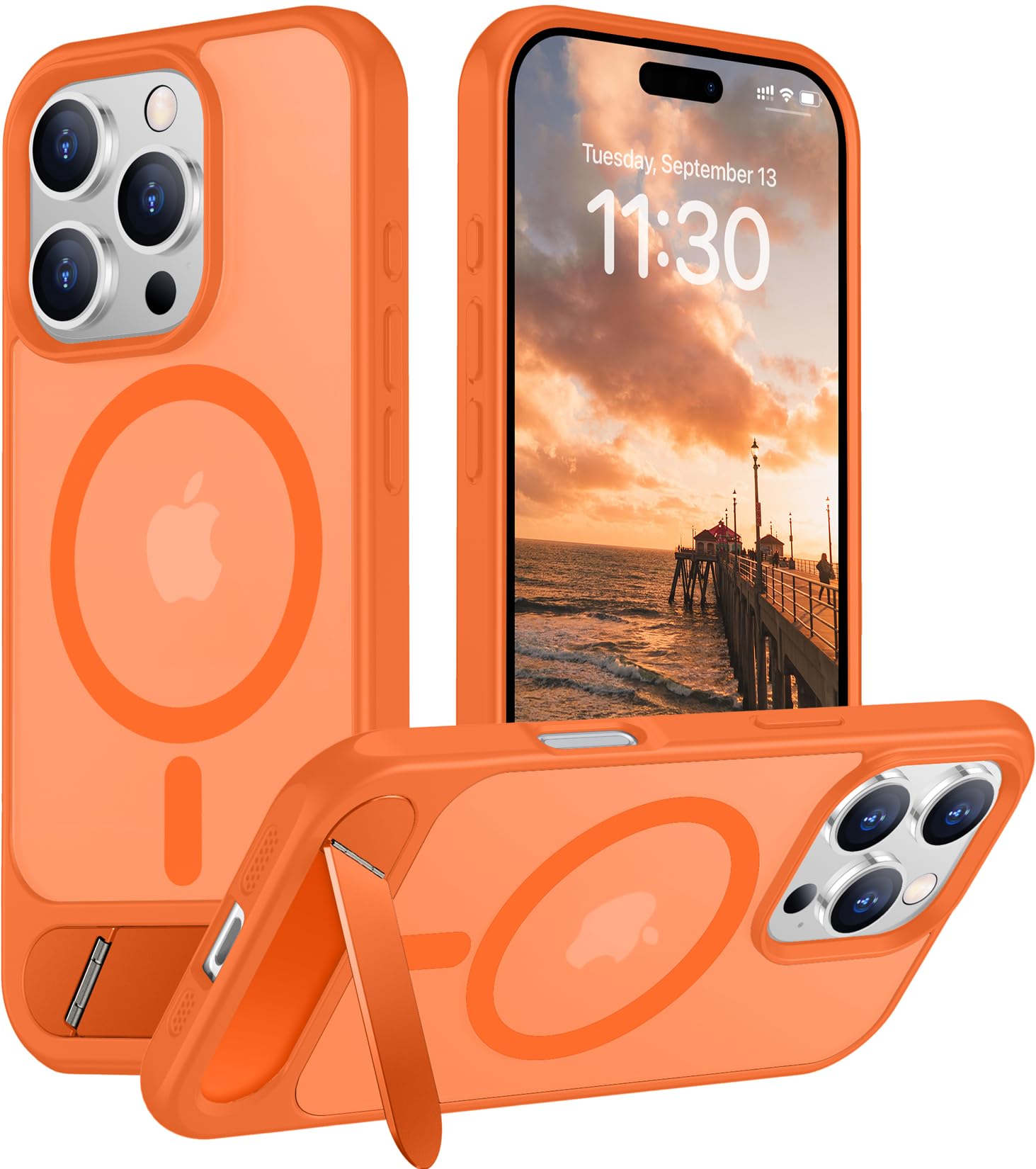 Temdan Magnetic Compatible with iPhone 16 Pro Case, [Built-in Invisible Kickstand][Compatible with MagSafe][Military Grade Shockproof] Slim Translucent Matte Phone Case for iPhone 16 Pro 6.3"