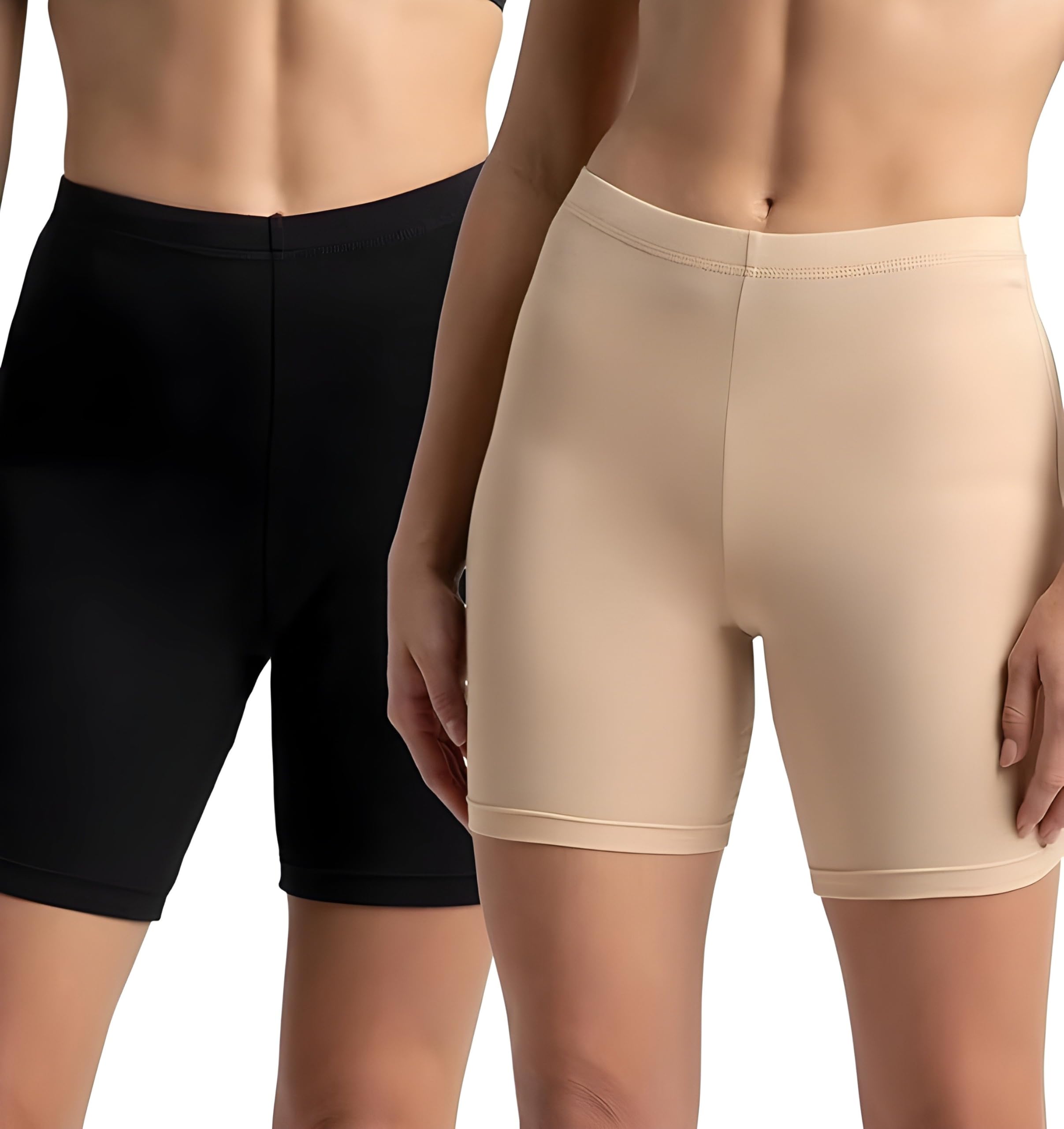 Women Seamless Shapewear Shorts Anti-Chafing Thigh Slimming High Waist Tummy Control Inner Shorts Invisible Under Dresses Combo (Set of 2)-image-8