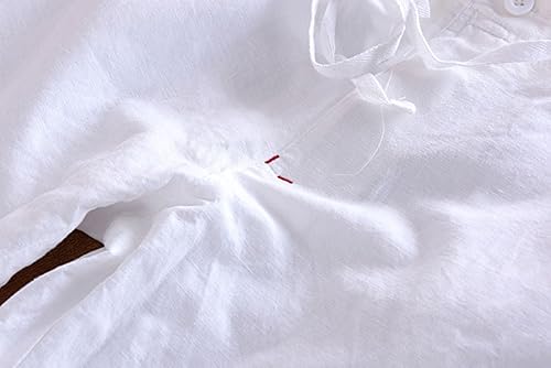 Miniatura 5 de chouyatou Pantalones capri de lino de playa con cordón y ajuste recto para hombre