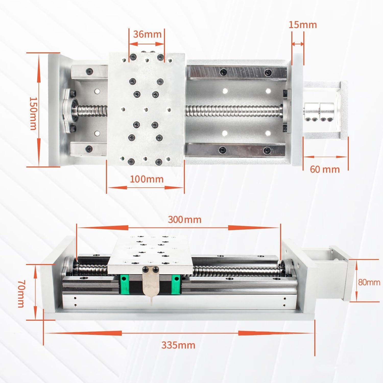Attuatore lineare CNC larghezza 150 mm, corsa 400 mm, assi X Y Z, tavola scorrevole incrociata con vite a ricircolo di sfere SFU1605, supporto motore e 2 finecorsa