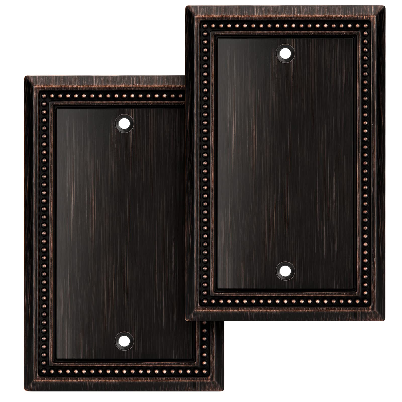 Henne Bery Sunken Pearls Heavy Duty Decorative Wall Plate Switch Plate Outlet Cover (Single Blank, 2 Pack, Aged Bronze)