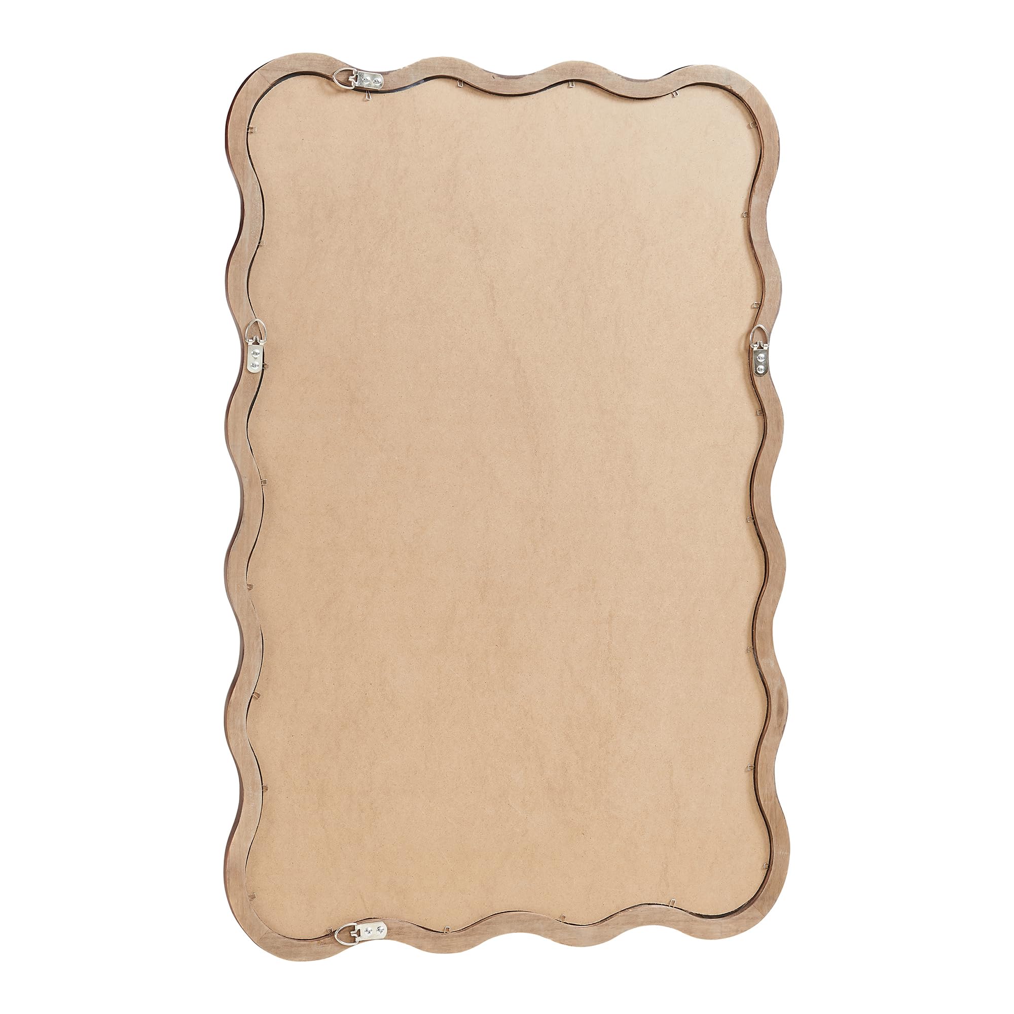 [en.casa] Espejo de Pared Porloskid Espejo Mural con Marco de Madera para Pasillo Salón Dormitorio Decoración Diseño Único Ondulado 90 x 60 cm - Marrón Oscuro