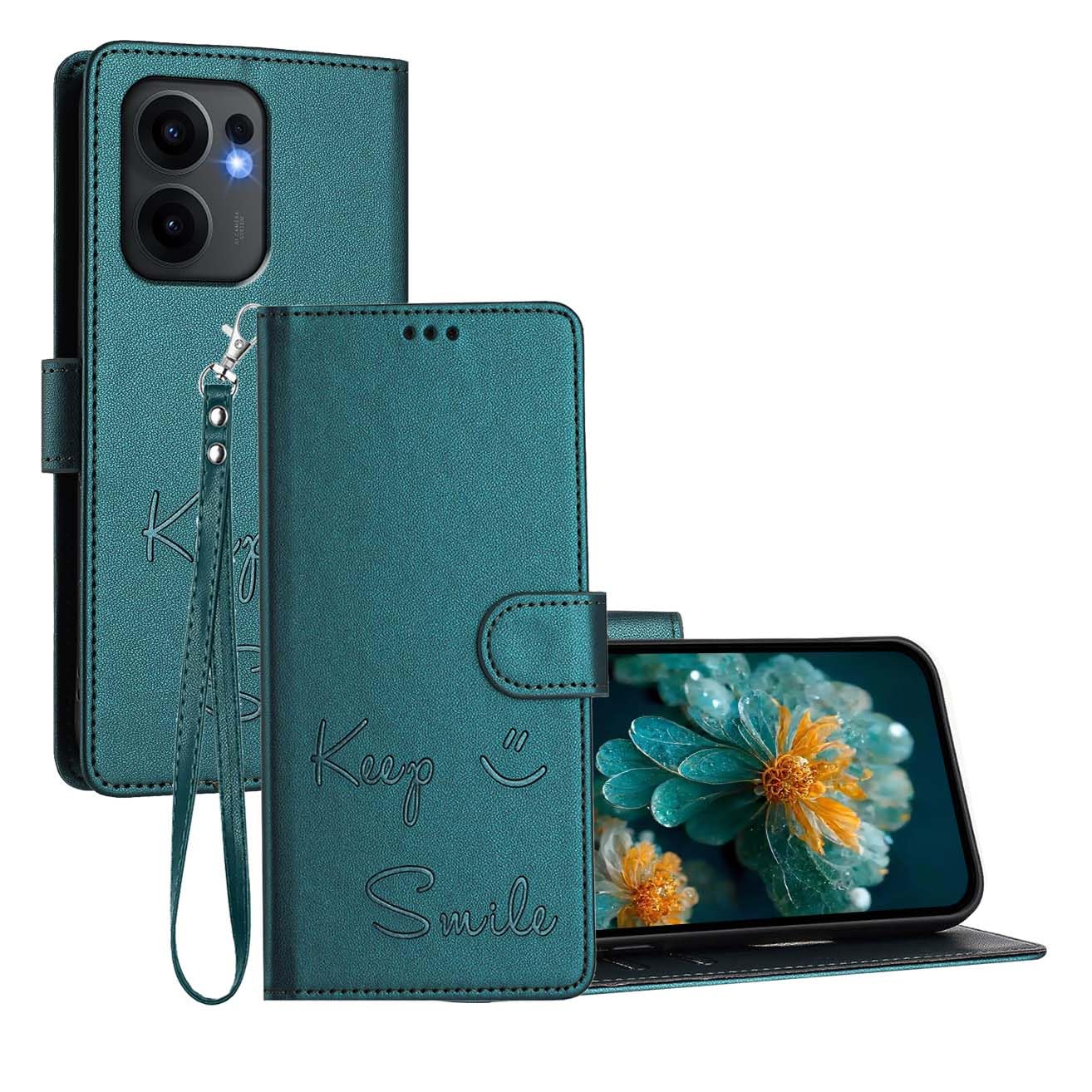 WBWONE Cover per OPPO Reno 12F 5G / OPPO Reno 12FS 5G, Custodia a Portafoglio in Pelle Premium con funzione di supporto e Slot per Carte - Verde
