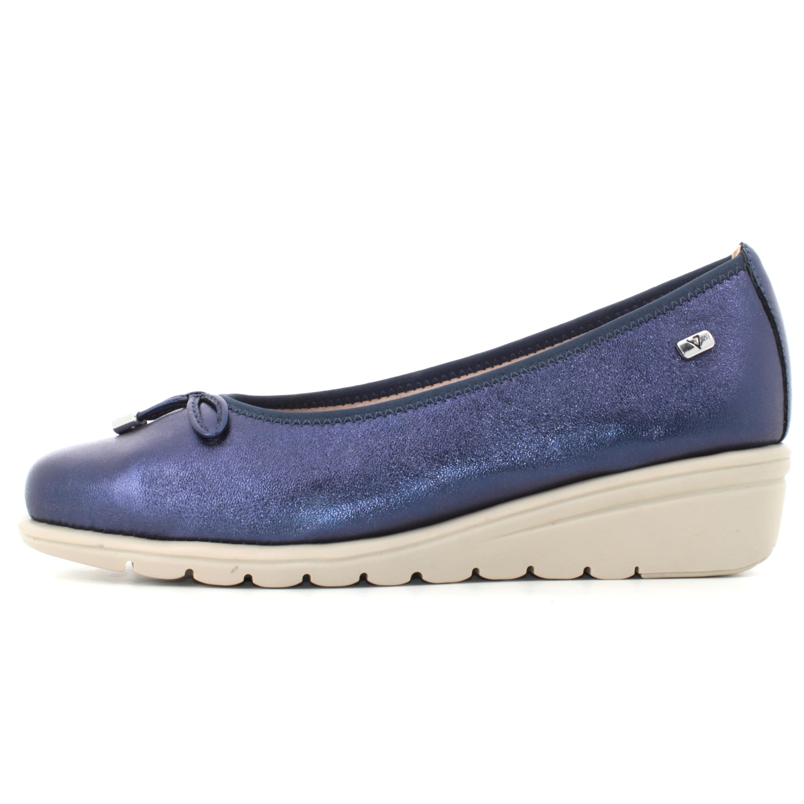 Valleverde VS10330 Nappa Platino Ballerine con Zeppa per Donna in Pelle
