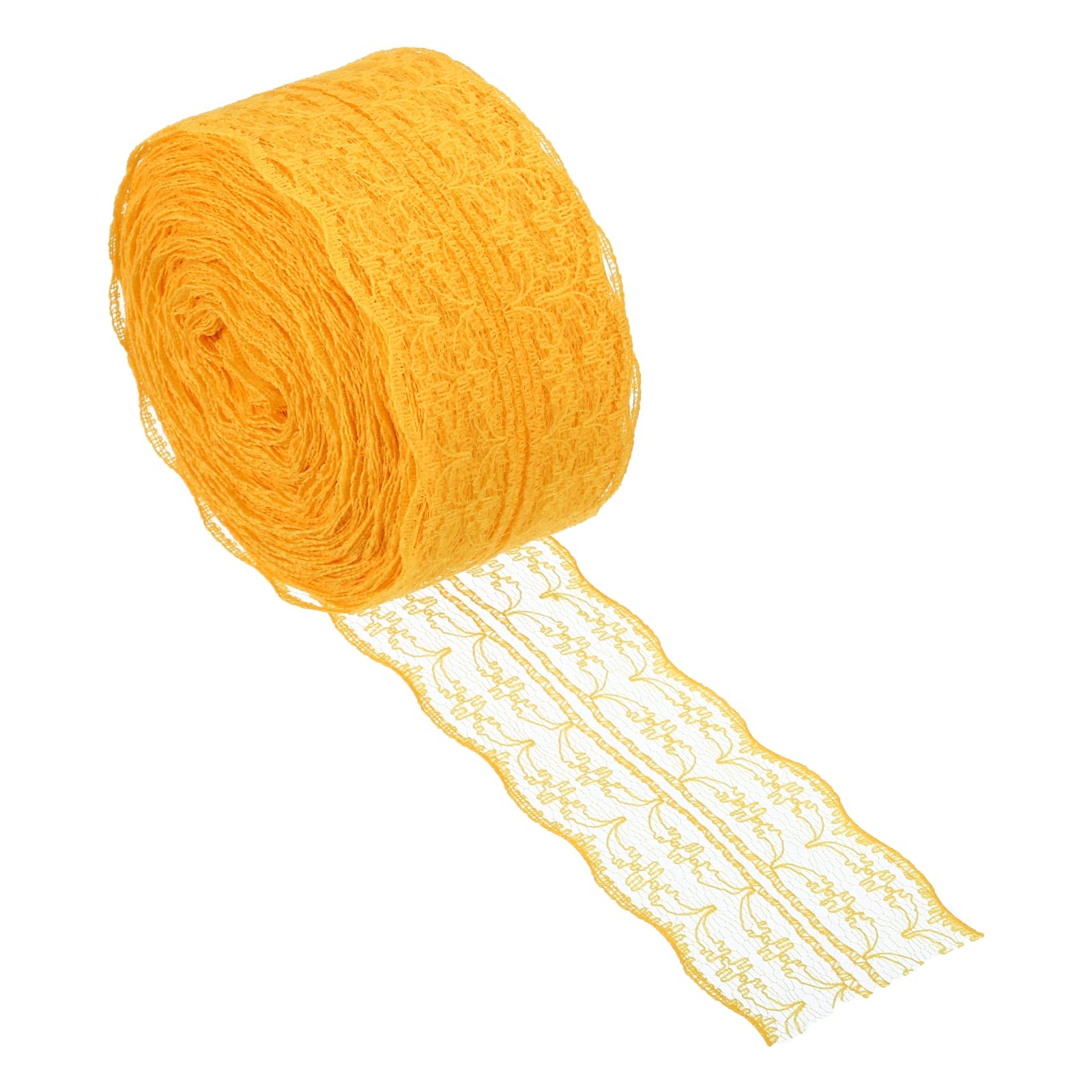 Cinta de encaje naranja amarillo PATIKIL de 1.8 pulgadas para costura y manualidades de 25 yardas