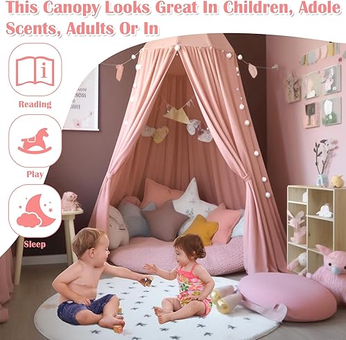 Miniatura 4 de Toldo rosa, decoración de dormitorio de princesa, toldo para habitación de niñas, decoración de habitación para niñas, toldo para cama, toldo suave