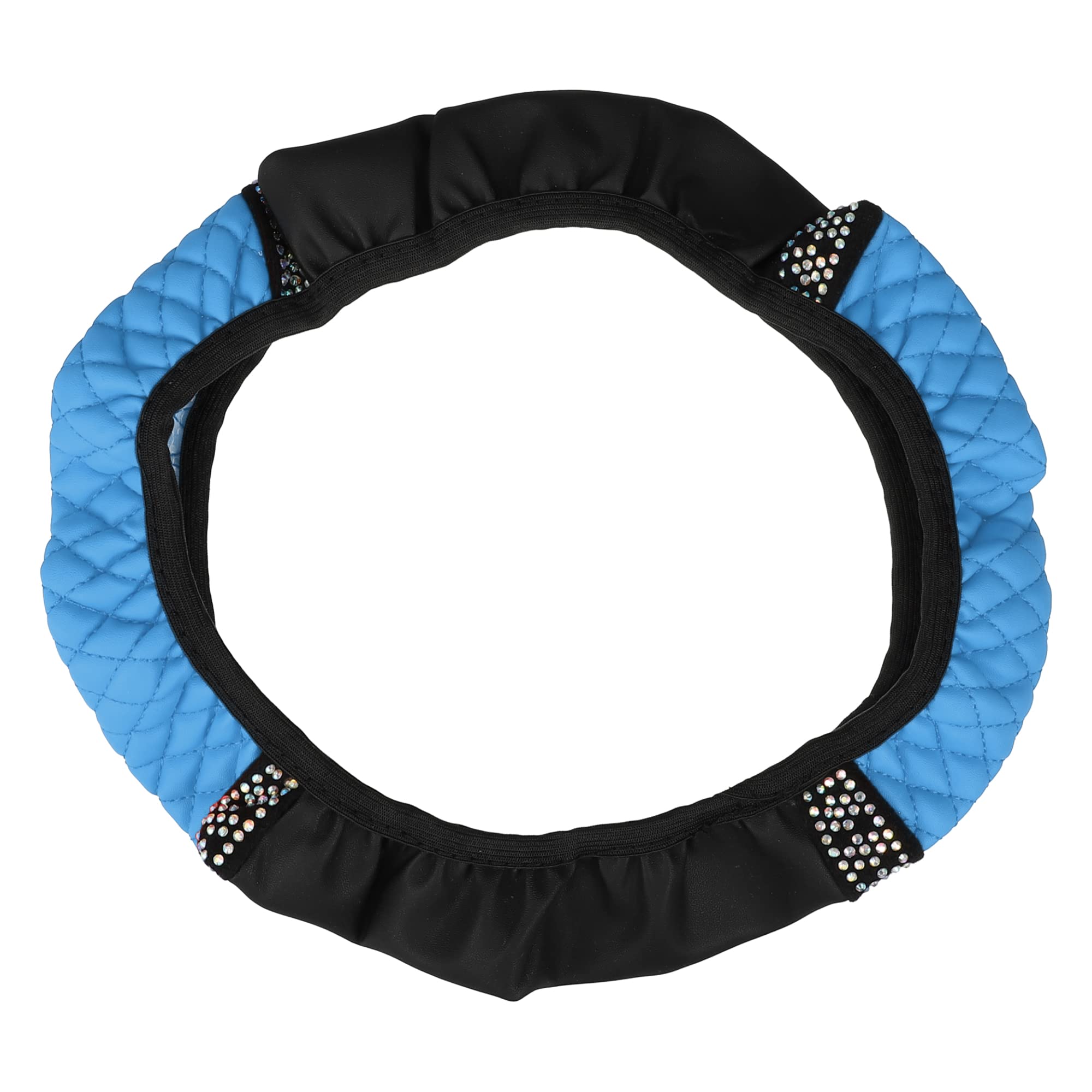 Photo 1 of ACROPIX 37-38cm Dia Universal Car Steering Wheel Cover with Rhinestone Blue - Pack of 1