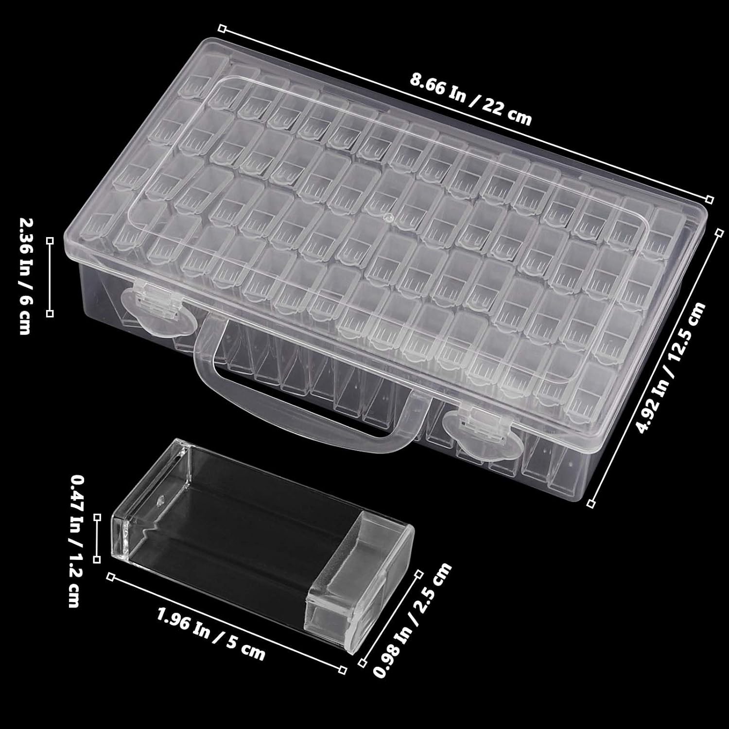 4 Pack 64 Grids Diamond Art Storage, Diamond Art Storage Containers, Bead Organizer with Diamond Painting Accessories Stickers, Beads Organizer for DIY Art Craft Storage