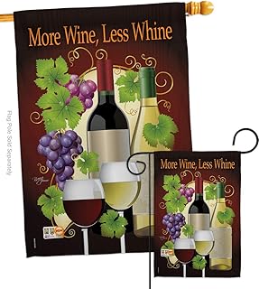 Breeze Decor, Less Whine Garden House Flag Set Beverages Wine Drink Fruits Cheese Sangria White Red Rose Dessert Sparkling Decoration Banner Small Yard Gift Double-Sided, Imported
