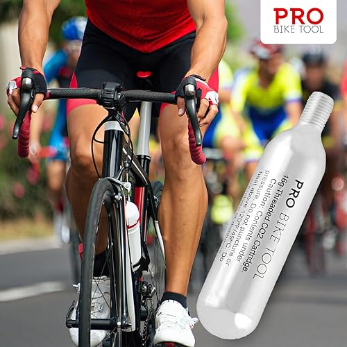 Vista 15 de PRO BIKE TOOL CO2 Cartridges - Threaded CO2 Canisters for Bike Tires - Quick Inflation for Road, MTB, Cyclocross, Gravel, Hybrid Bikes - Portable