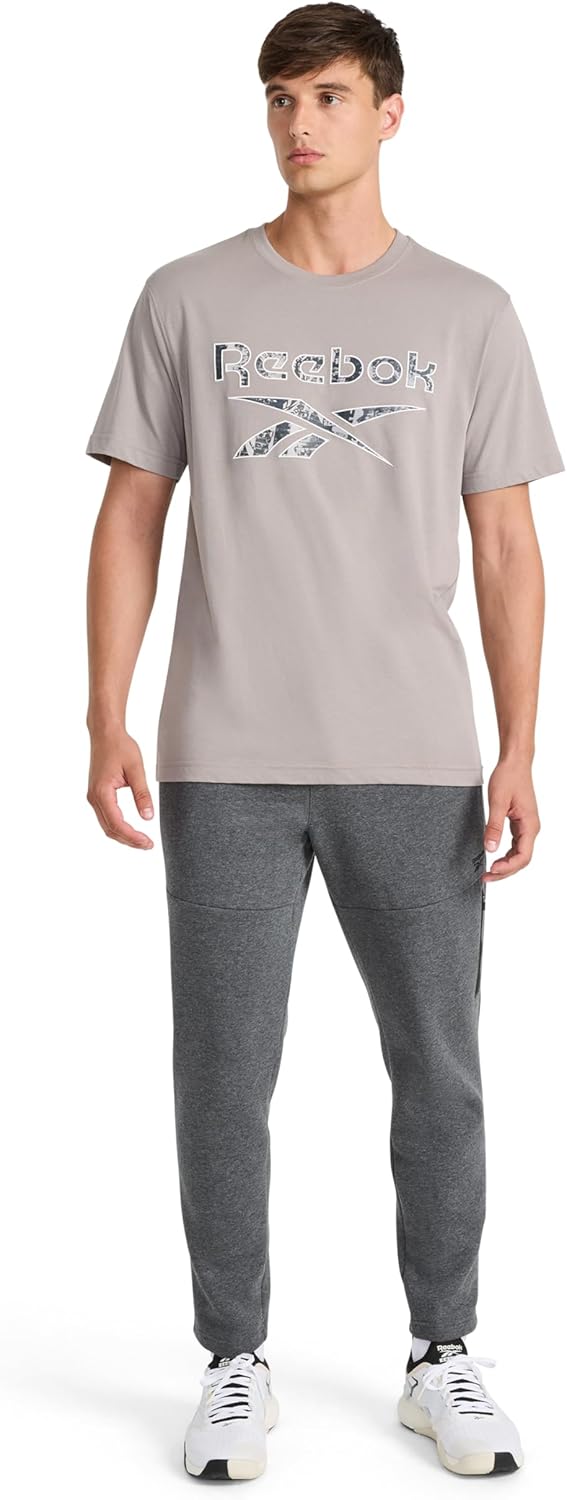 Reebok Mens Short Sleeve Graphic Crewneck T-Shirt, Standard Fit, Lightweight Cotton-Poly Fabric - Image 3