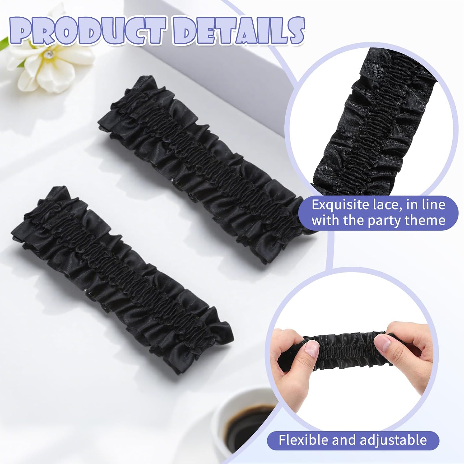 2 Pcs Sleeve Garters, Vintage Anti Slip Sleeve Arm Band Holders Arm Garter Sleeves Armband Garter Shirt Holders (White)