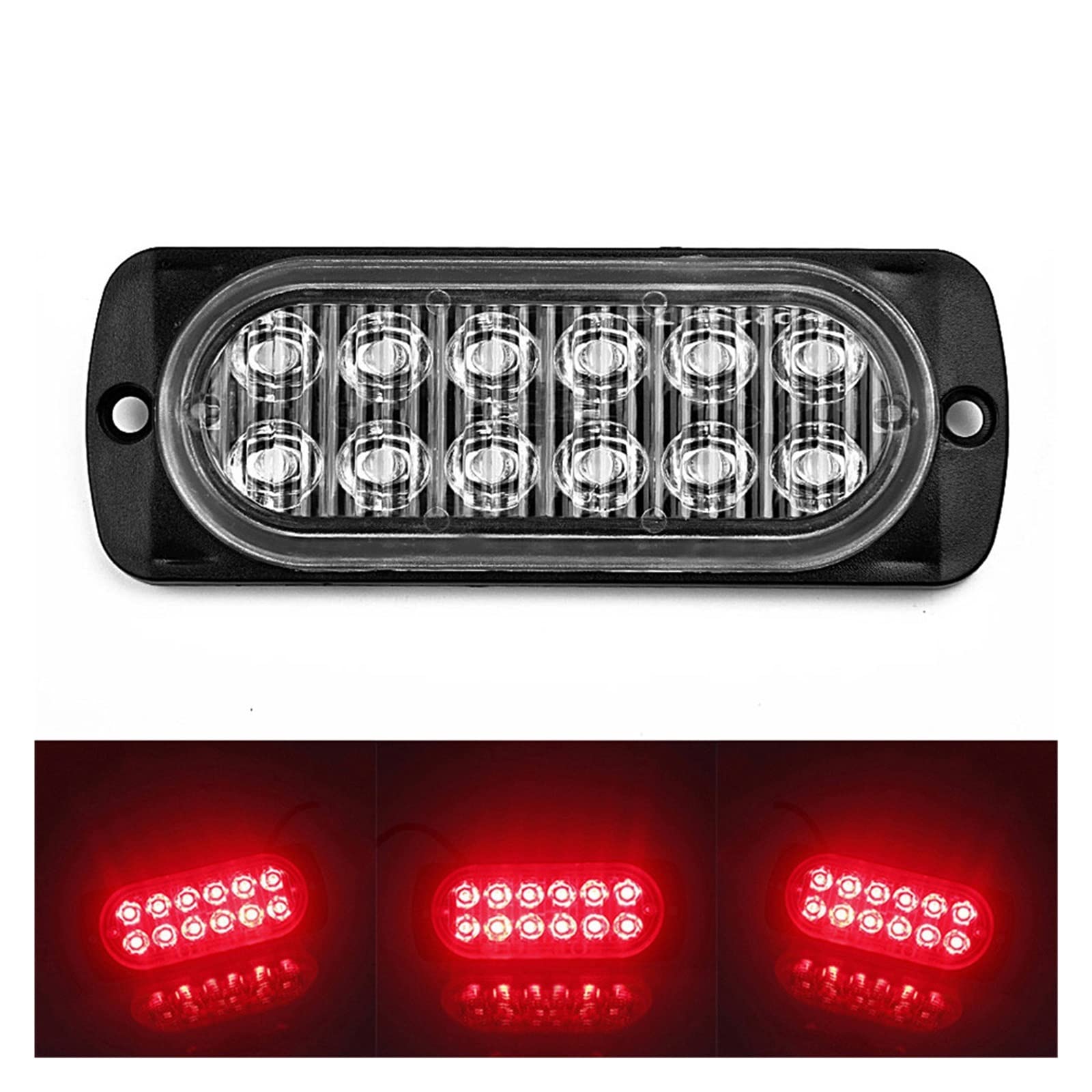 Blocchi luci antinebbia Universal 12LED Off-road Car Trailer Trucks Safety Urgent Working Fendinebbia Lampada A Luce Rossa 12V-24V 36W - Urgent Light Shell In Plastica