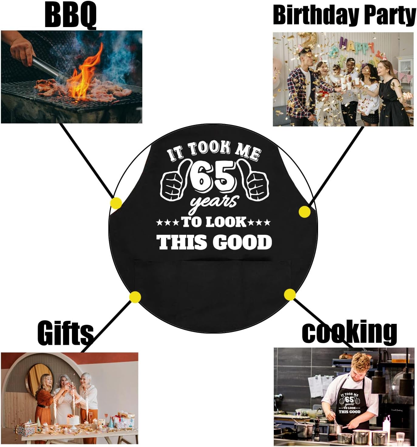 40th 50th 60th 65th 70th 75th Birthday Gift for Men, Cooking Grilling BBQ Chef Aprons With 3 Pockets, Kitchen Gift - Image 6