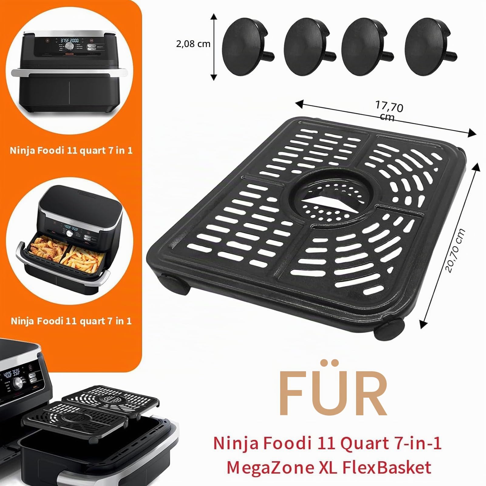 GXF Air Fryer Tray for Ninja Foodi FlexDrawer Dual Zone Hot 10.4L 7 in1 AF500EUCP 6 in 1 6L AF550EU, 2 Packs Replacement Air Fryer Crisper Plate Grill Pan Grill Plate Accessories Auflaufform Zubehör