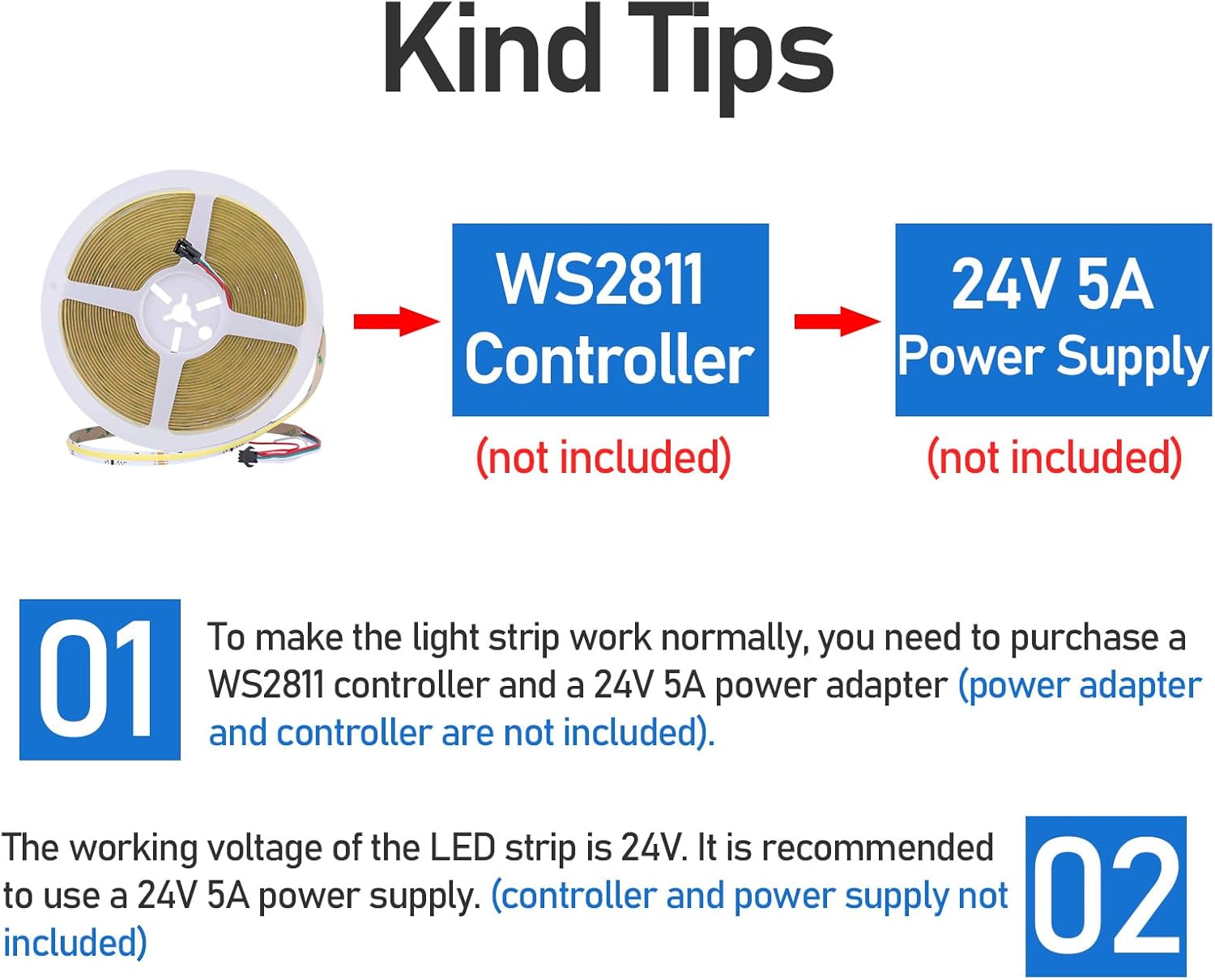 GOMING 24V 32.8ft WS2811 IC COB LED Strip Lights Natural White 4000K Addressable Running Water Effects 360LED/M CRI 93+ IP20 Not Waterproof LED Tape Lights for Home Decor(No Adapter and Controller)