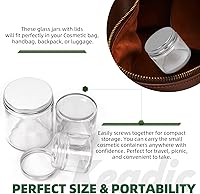 Vista 4 de Keadic Juego de 15 tarros de vidrio de 2.0 fl oz/2 onzas con tapas, mini tarros redondos herméticos para muestras de conservas con tapas plateadas