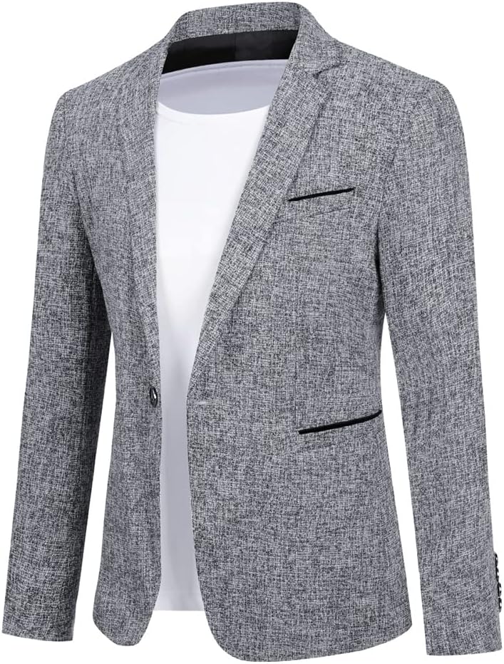 Men's Suit Jacket One Button Slim Fit Sport Coat Business Daily Blazer