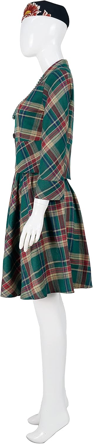 Teyujosem Women's Vintage Dress Christmas Holiday Long Sleeve Plaid Dress Set