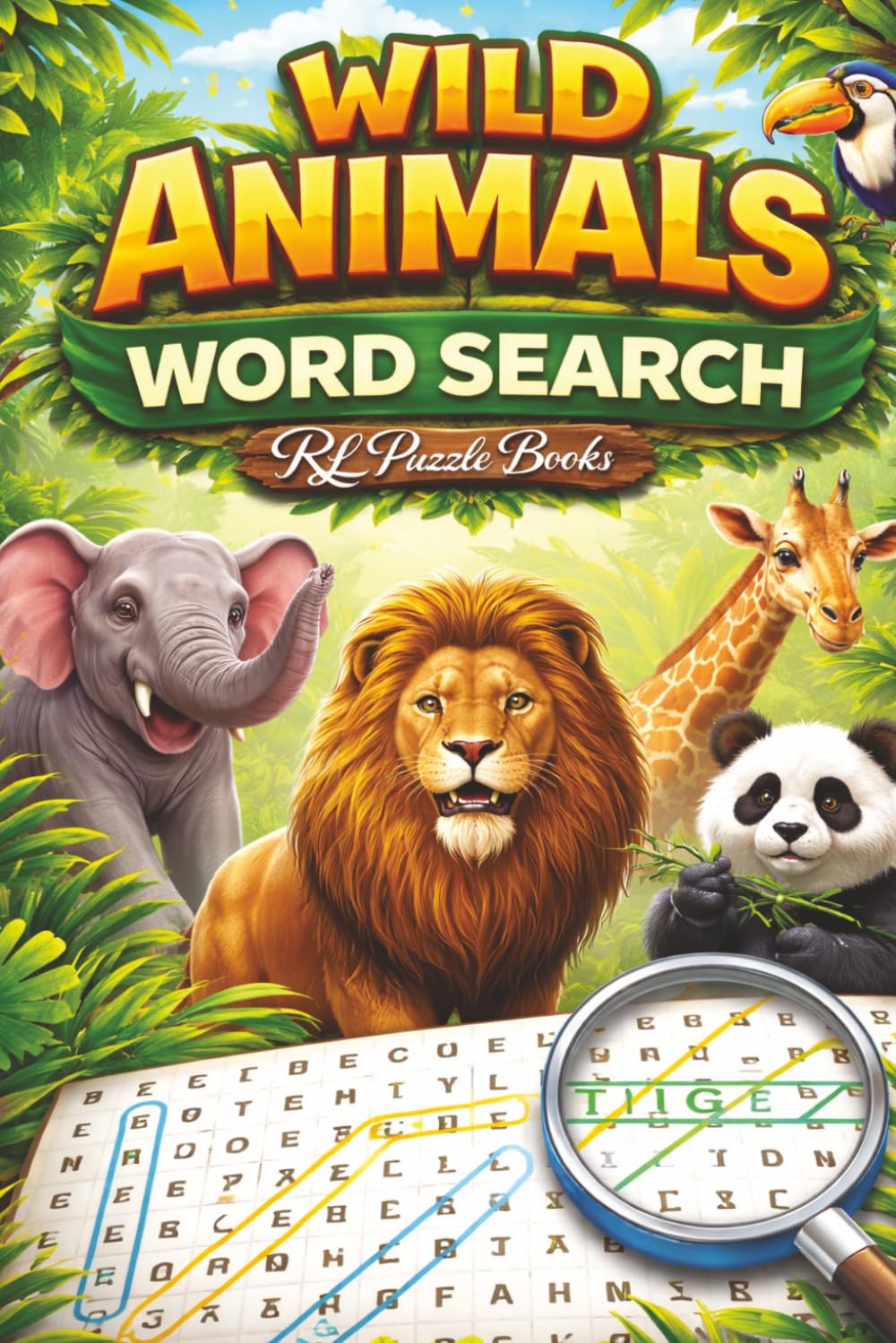 Wild Animals Word Search: Animal Puzzle Book for Adults & Teens Featuring Wildlife, Jungle Animals, Safari Creatures, Nature and Relaxing Brain Games