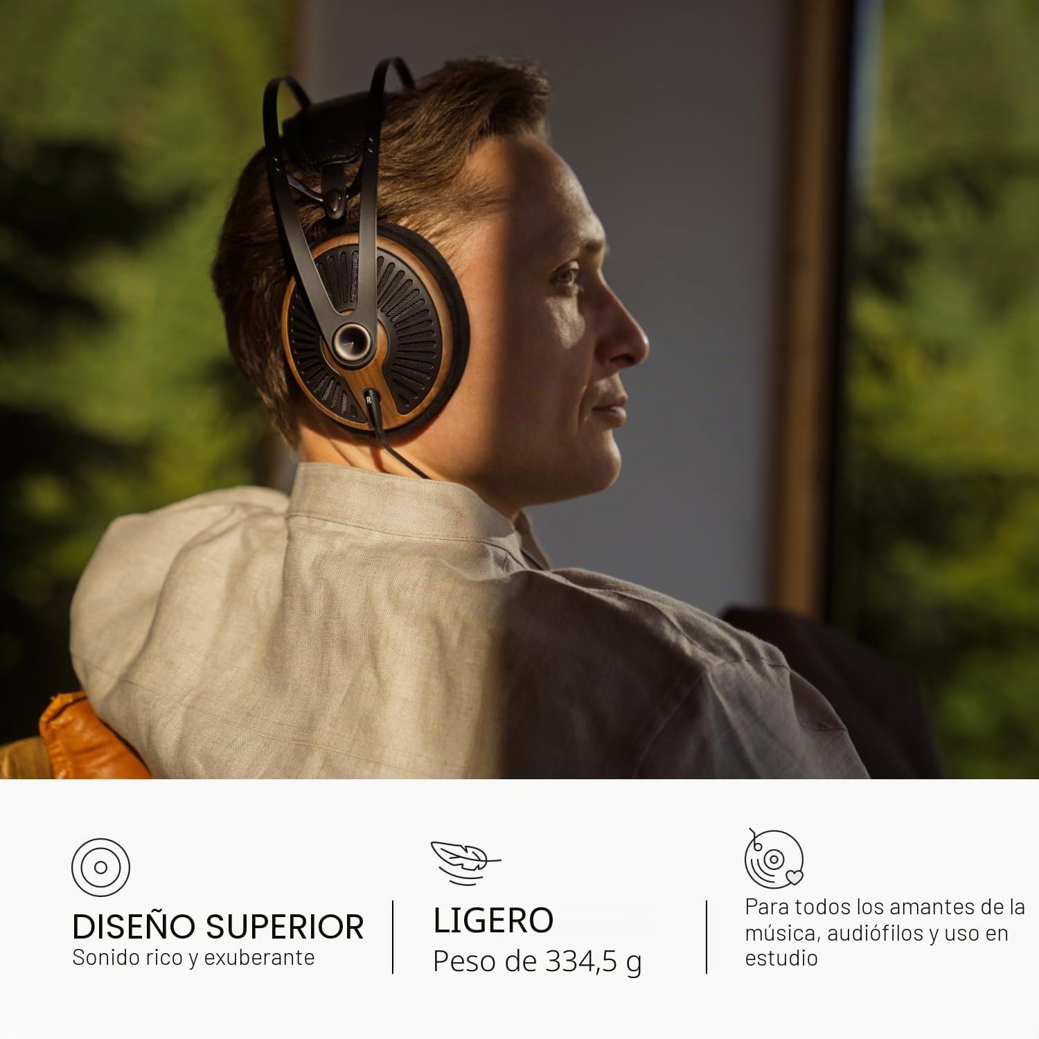 MEZE AUDIO 105 Silva - Auriculares ligeros con cable para audiófilos con espalda abierta, controladores dinámicos de 50 mm, baja impedancia de 42 ohmios, cables y bolsa de transporte incluidos