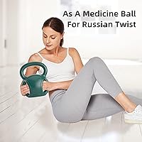 Vista 2 de RUNWE - Juego de pesas rusas con 3 asas - Peso para mujeres, opciones de 5, 10, 15 y 20 libras para giros rusos, ejercicio abdominal, levantamiento