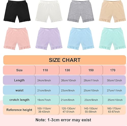Miniatura 2 de Boyiee Paquete de 8 pantalones cortos para niñas, ciclismo, baile, gimnasia, yoga, seguridad, pantalones cortos para usar debajo del vestido