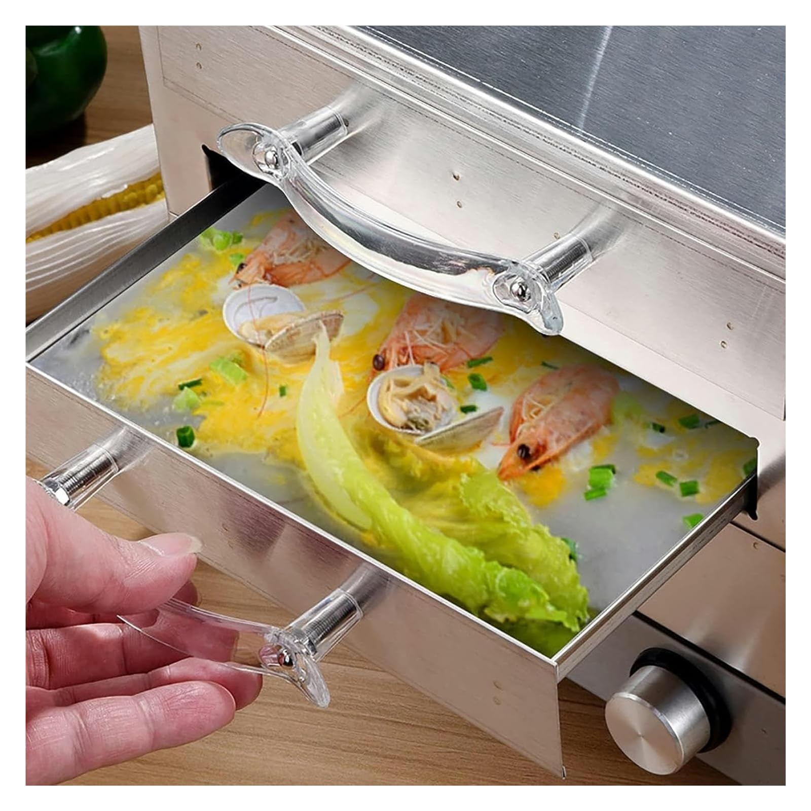 Macchina per involtini di Pasta di Riso, Vaporiera aperta in acciaio inossidabile con maniglia superiore, adatta for la cottura casalinga di dim sum, panini e gnocchi