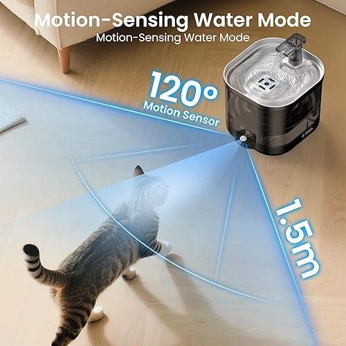 Miniatura 8 de Fuente de agua para gatos sin cable, fuente de bebida para mascotas para gatos, tanque desmontable para interiores, fuentes para gatos para beber,
