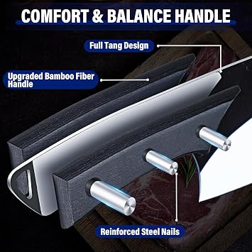 TIJERAS 2 Pcs Professional Meat Cleaver Knife Set with Damascus Chef knife