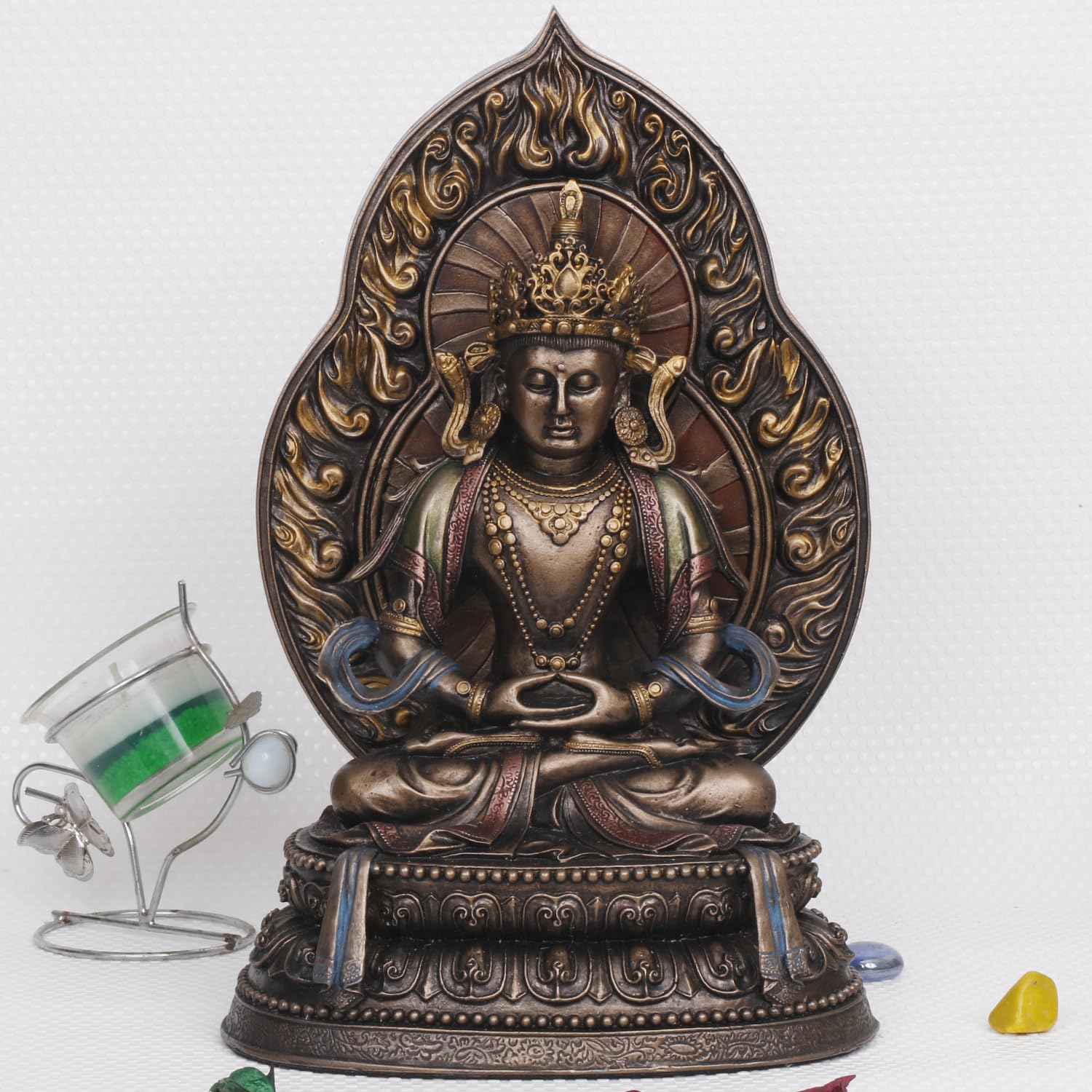 Statue de Bouddha Gautam en résine coulée à froid et bronze ARTVARKO 28cm