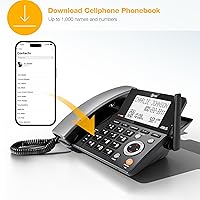 Vista 15 de AT&T DECT 6.0 Teléfono doméstico con cable o inalámbrico con 1 auricular y contestador, bloqueador de llamadas inteligente, identificación