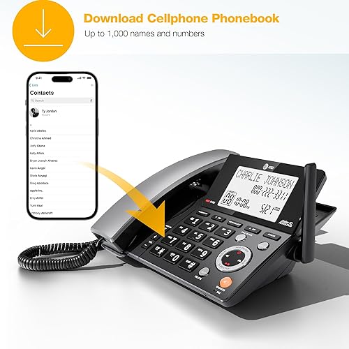Miniatura 15 de AT&T DECT 6.0 Teléfono doméstico con cable o inalámbrico con 2 teléfonos y contestador, bloqueador de llamadas inteligente, identificación de