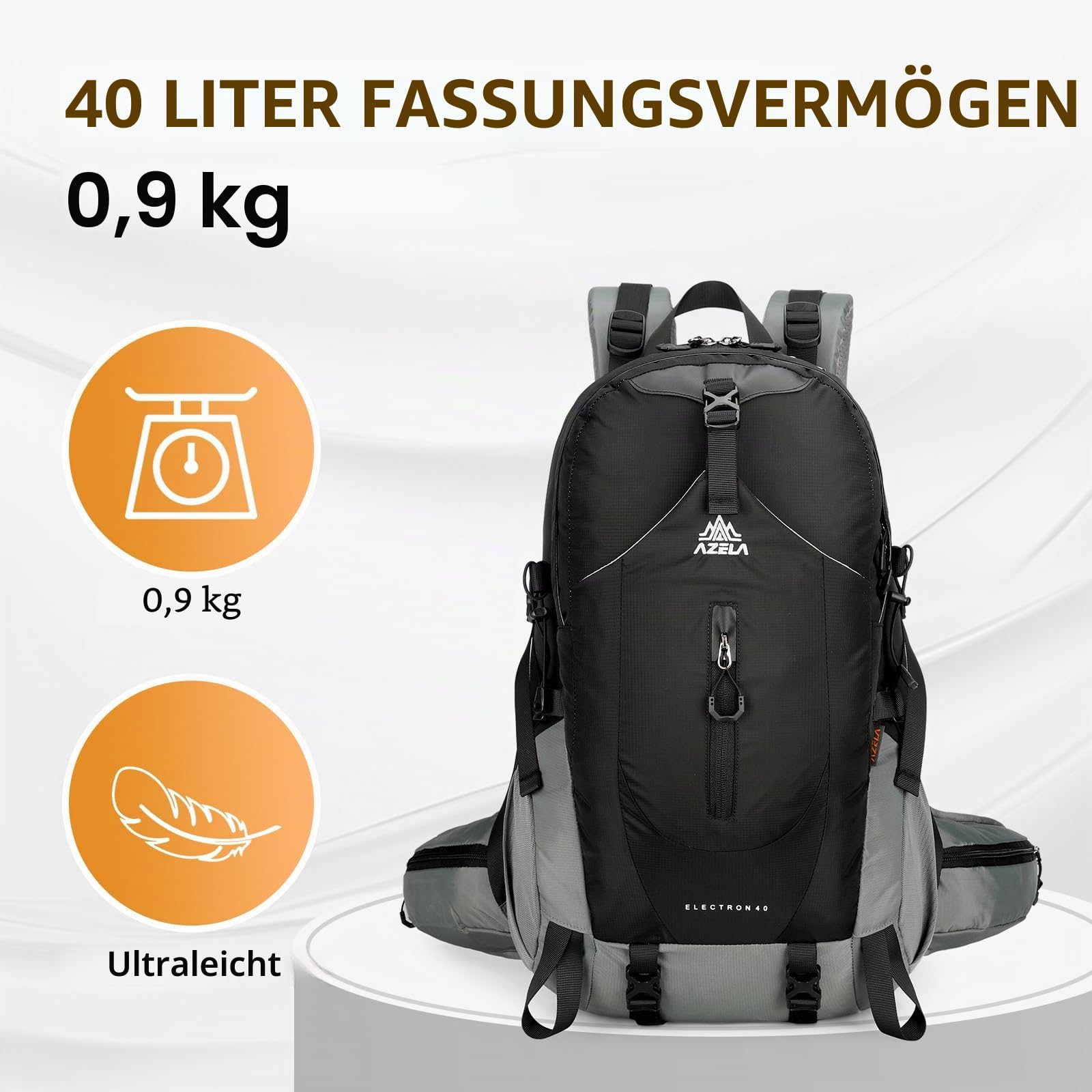 Geila 40L Wanderrucksack für Damen und Herren, ultraleicht und wasserabweisend, atmungsaktiver Trekking- und Kletterrucksack mit großem Fassungsvermögen, Regenhülle