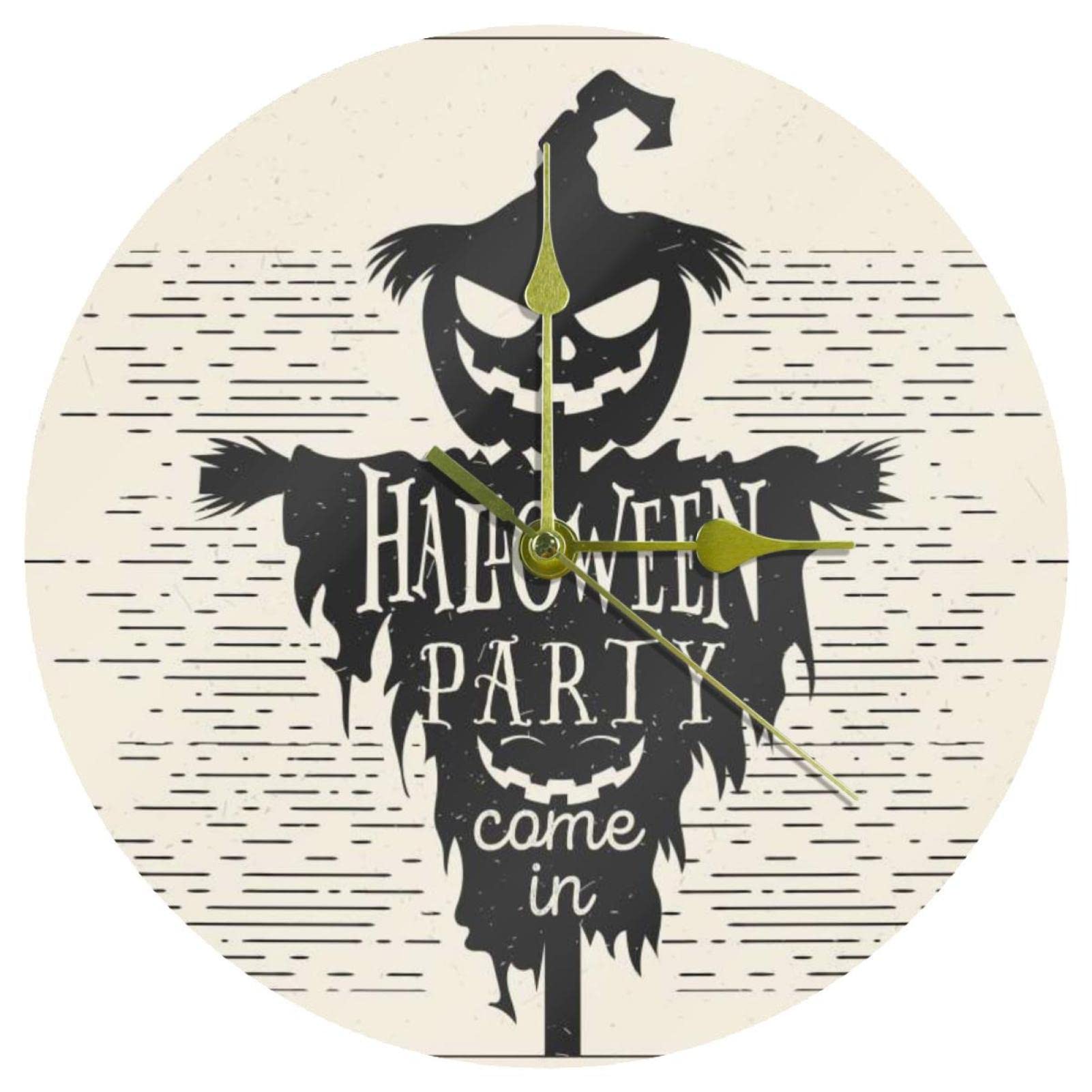 Horloge murale Halloween en acrylique ronde de 24 cm silencieuse pour salon et bureau