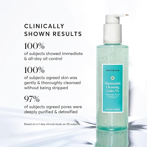 Miniatura 3 de Naturium Gel limpiador de niacinamida 3% más ácido hialurónico y vitamina C, lavado facial suave y suave, 7.1 onzas