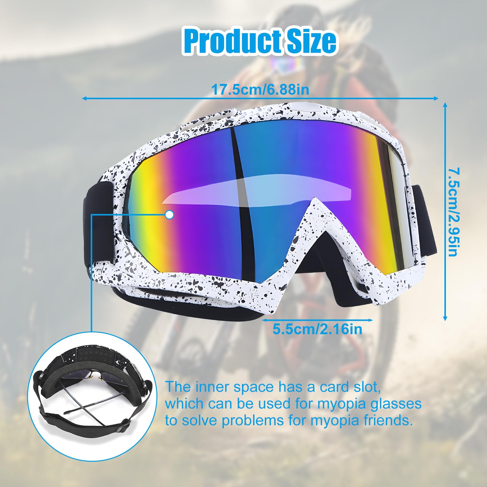 Gafas de Motocross, Gafas Snowboard Espejo, Gafas de motocicleta, ATV Off Road Racing Mx Gafas de equitación a prueba de viento Anti niebla UV Gafas de esquí