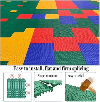 10pcs Outdoor Modular Interlocking Floor Tiles Basketball Court Tennis Court Volleyball Court Badminton Court DIY Sports Flooring, 30.6CM (Color : Green, Size : 10PCS)